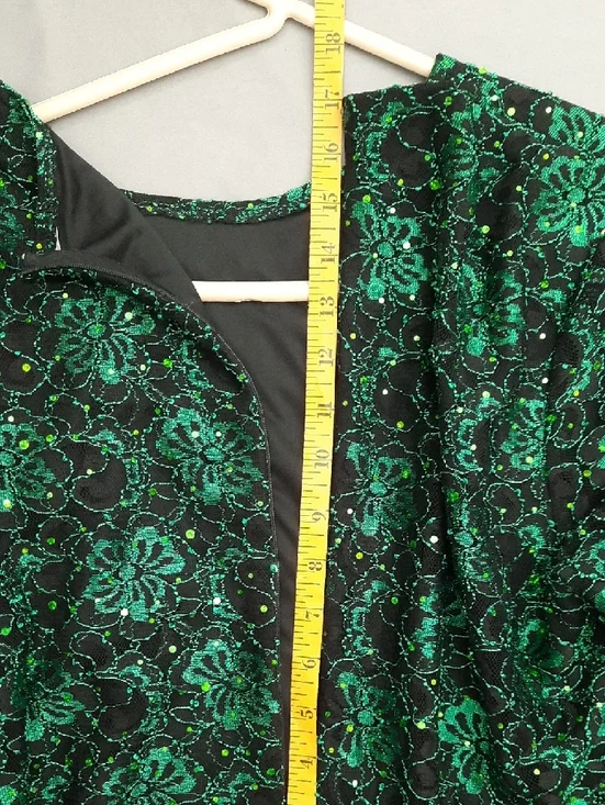 Green Floral Velvet Sheath Dress - Women Size XXL - Picture 10 of 13